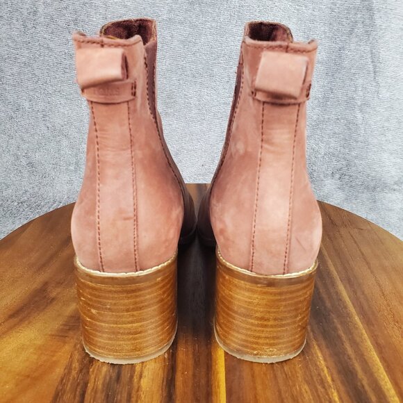 Toms Chelsea Boots Womens 9.5 Red Burgundy Leather Pull On Comfort Ankle Booties - Picture 4 of 11